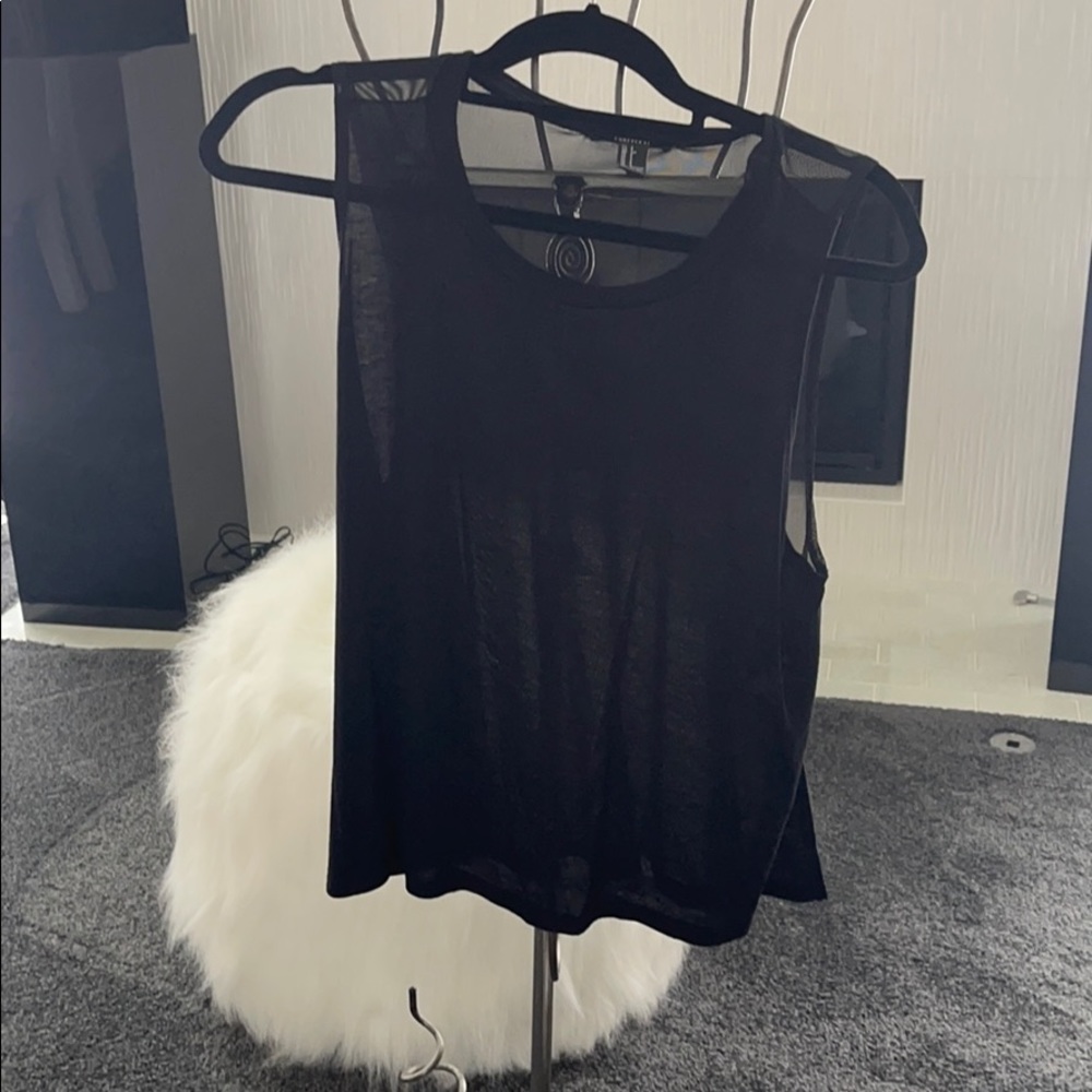 Black Sleeveless Sheer Back Top